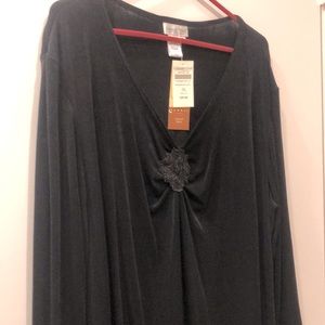 Coldwater Creek 3/4 Sleeved Black Knit Shirt 3X